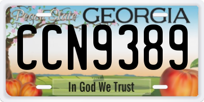 GA license plate CCN9389