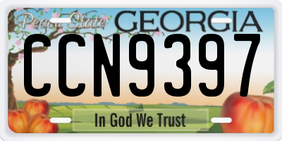 GA license plate CCN9397