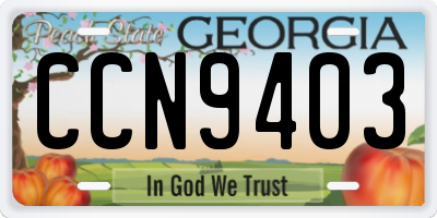 GA license plate CCN9403