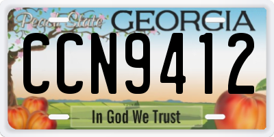 GA license plate CCN9412