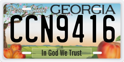 GA license plate CCN9416
