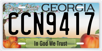 GA license plate CCN9417
