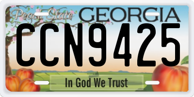 GA license plate CCN9425