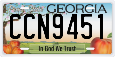 GA license plate CCN9451