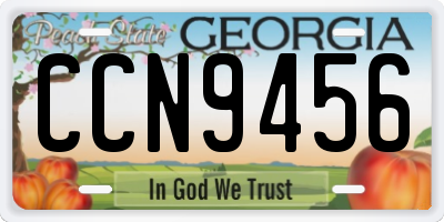 GA license plate CCN9456