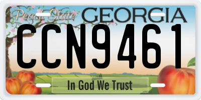 GA license plate CCN9461