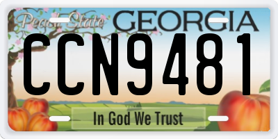 GA license plate CCN9481