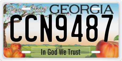GA license plate CCN9487