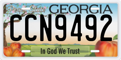 GA license plate CCN9492