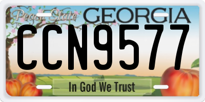 GA license plate CCN9577
