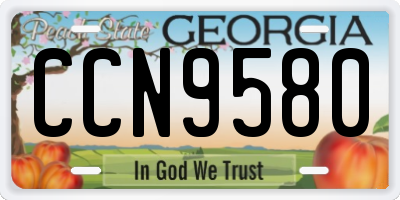 GA license plate CCN9580