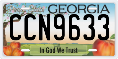 GA license plate CCN9633