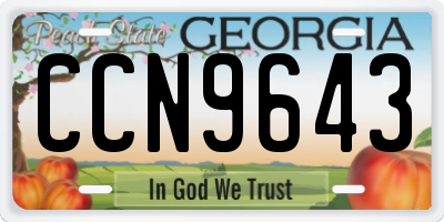 GA license plate CCN9643