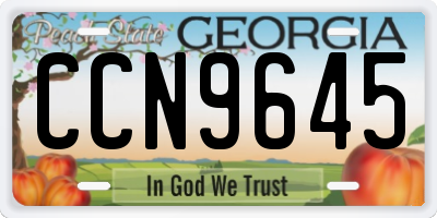 GA license plate CCN9645