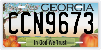 GA license plate CCN9673