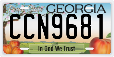 GA license plate CCN9681