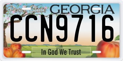 GA license plate CCN9716