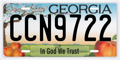 GA license plate CCN9722