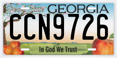 GA license plate CCN9726