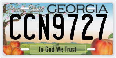 GA license plate CCN9727