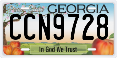 GA license plate CCN9728