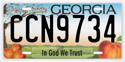 GA license plate CCN9734