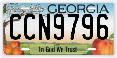 GA license plate CCN9796