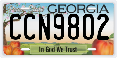 GA license plate CCN9802