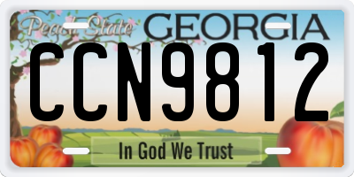 GA license plate CCN9812