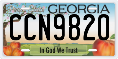GA license plate CCN9820