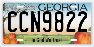 GA license plate CCN9822