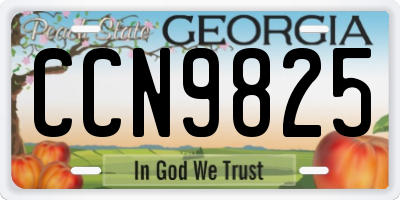GA license plate CCN9825