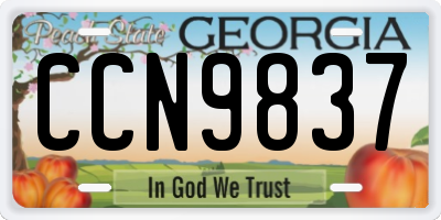 GA license plate CCN9837