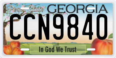 GA license plate CCN9840