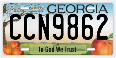 GA license plate CCN9862