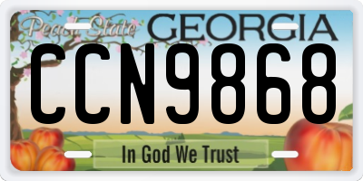 GA license plate CCN9868