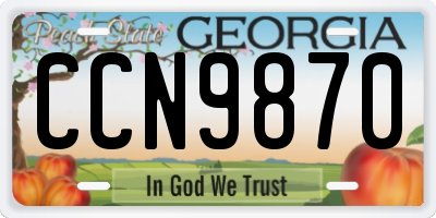GA license plate CCN9870