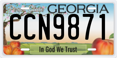 GA license plate CCN9871