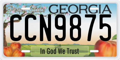 GA license plate CCN9875