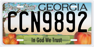GA license plate CCN9892