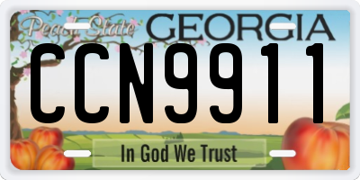 GA license plate CCN9911