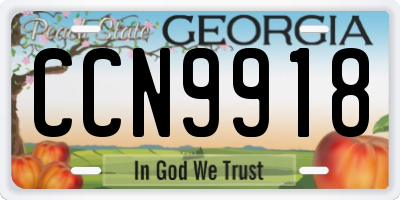 GA license plate CCN9918