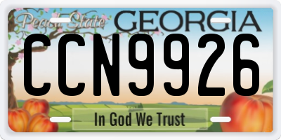 GA license plate CCN9926