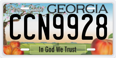 GA license plate CCN9928