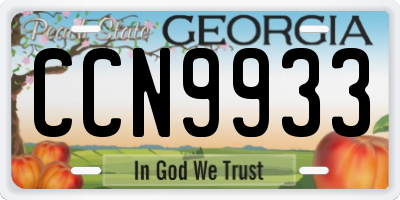 GA license plate CCN9933