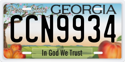 GA license plate CCN9934