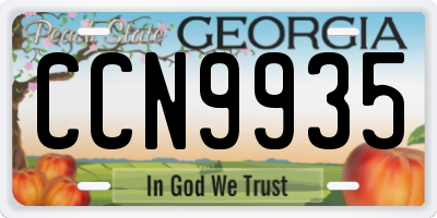 GA license plate CCN9935