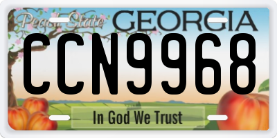 GA license plate CCN9968