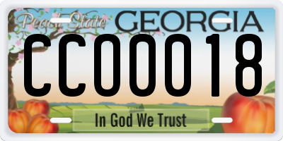 GA license plate CCO0018