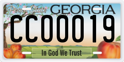 GA license plate CCO0019